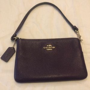 Coach Purple Leather Corner Zip Wristlet Wallet